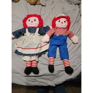 Vintage‎ Raggedy Ann & Andy Rag Dolls 24" Large Original Clothes Doll Pair